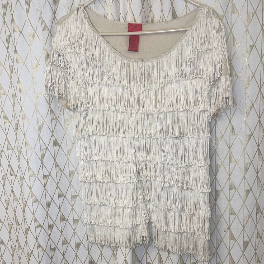 Fringe Layered Cream Top